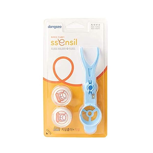 SSENSIL, Dental Floss with Holder for Plaque and Food Removal, Oral Care, Tooth Cleaner, 2 packs of Dental Floss, Sky…