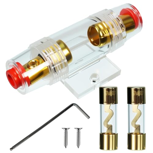 VIBICCK 1Pcs 4-8 Gauge AWG in-line 80A AGU Fuse Holder with 80 Amp AGU Fuses for Car Audio, Alarm, Amplifier, Compressors, Waterproof Inline Fuse Holder (80A)
