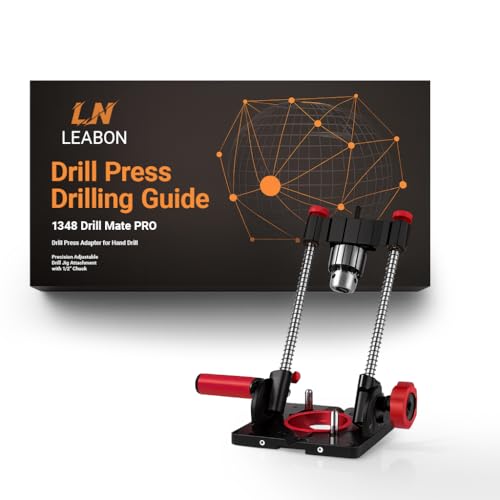 Image of LEABON Drill Press Drilling Guide, Precision Drilling Jig Attachment for Drilling Angled or Straight Holes, Precision Adjustable Drill Jig Attachment with 1/2" Chuck，Drill Press Adapter for Hand Drill
