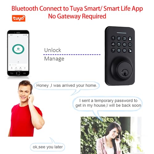 Serrure de porte intelligente 4 formes déverrouillées et connexion application BT - 4