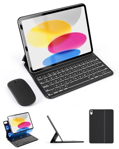 Magic Keyboard Case and Mouse Set per iPad 11th A16 11 2025 iPad 10th Gen 11 2022 Custodia con tastiera sottile retroilluminata staccabile con scanalatura magnetica stabile bluetooth nero