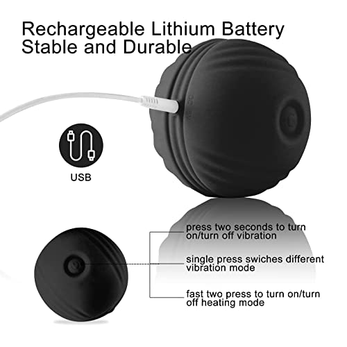 Vibrating Massage Ball, 4-Speed Massage Roller, Heating And Waterproof Massage Ball, Deep Tissue Massager For Myofascial Release For Fitness Yoga, Massage Ball For Trigger Point Therapy (Black) #TOP4