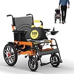 Electric Wheelchair for Adults,20" seat Width Foldable Motorized Wheelchair for Seniors,Intelligent All Terrain Power Wheelchairs,30 Miles Long Travel,Portable Airline Approved (Orange A)