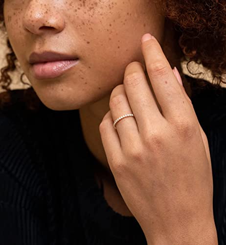 Honsny 8Pcs 14K Gold Plated Stacking Rings For Women Girls Dainty Heart Cz Thin Gold Ring Stackable Statement Rings Plain Band Size 4-11 #TOP3