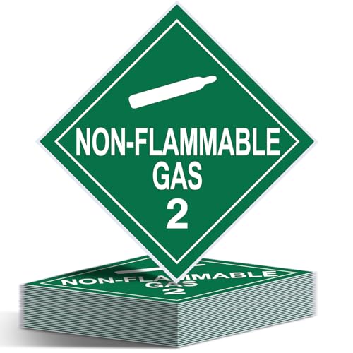 Image of 25 Pcs 2.2 Non-Flammable Gas Placard Stickers, 10.75 inch x 10.75 inch Removable Non-Flammable Gas Hazard Labels Self-Adhesive Vinyl for Short-Term Applications