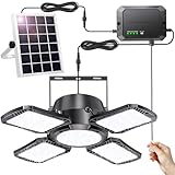 Auzev Solar Shed Light Indoor Outdoor, 172 LED Pendant Light with Pull Switch, Available Day & Night, 2000LM, 2 Dimmable, IP65 Waterproof Gazebo Light for Chicken Coop, Barn, Porch, Garage, Shop