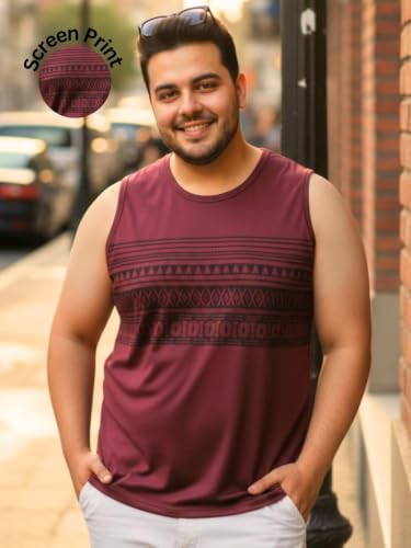 Image of Rigo Stylish Cotton Printed Vest for Men | Round Neck,Regular Fit, Sleeveless T-Shirt Vest for Men | Casual Innerwear Sando for Men & Boys - Perfect for Workouts Gym, Vacations, and Beaches