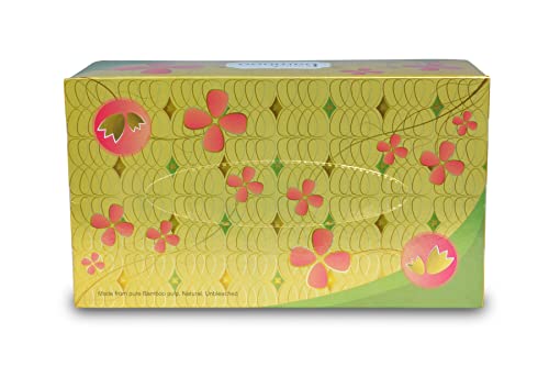 Image of Kosher Bamboo Facial Tissue Box - Pack of 4 - Made of Pure bamboo Pulp - 2 Ply - 100 pulls each (PinkGold)