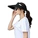 Produktbild MB-LANHUA Womens Sommer Ultra-Large Wide Brim Color Block Sonnenblende Hut Buchstaben gedruckt Faltbare Runde Leere Top Radfahren Beach Cap einstellbar 4 Farben Pure Black