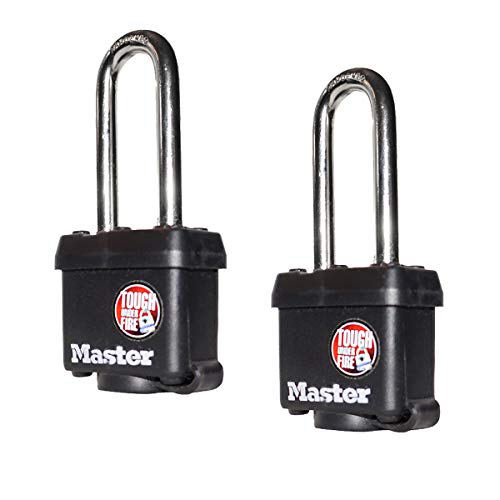 Image of Master Lock (2) Keyed Alike Padlocks w /Thermoplastic Coating and 2 inch(51mm) Tall Shackle incl 4 Keys - Model # 311KALH-2