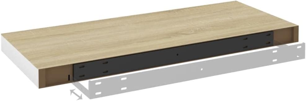 Wall Mounted Shelf,Suspended Wall Shelf,Wall Storage Shelves,for Wall Decor Living Room, Bedroom,Floating Wall Shelves 2 pcs Oak and White 23.6"x9.3"x1.5" MDF