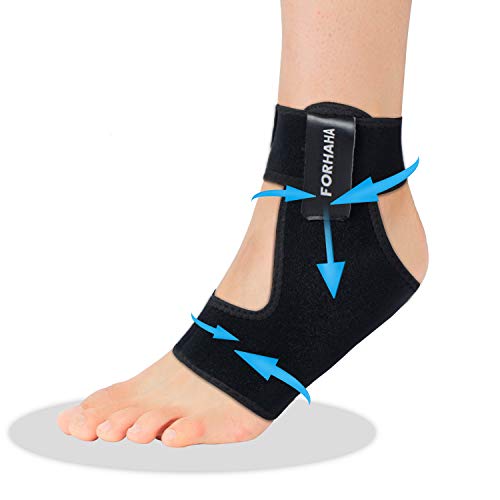 Ankle Support Brace - Adjustable Compression Ankle Support Wrap for Plantar Fasciitis, Arch Support, Foot & Ankle Swelling, Breathable Neoprene Sleeve for Women & Men, One Size Fits All (Single)