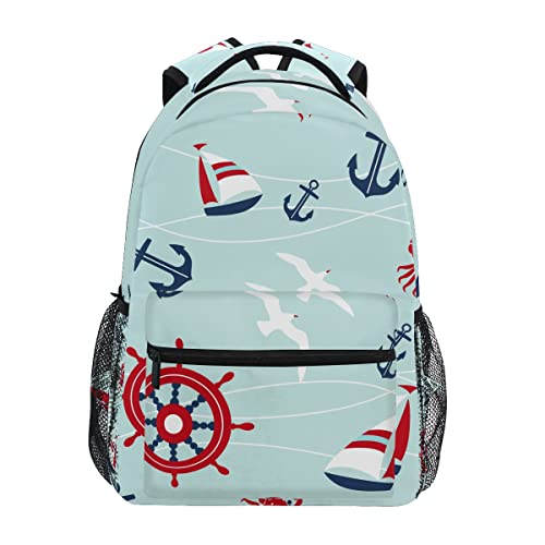Sac à dos école ordinateur ancre bleu mer cartable enfant ado
