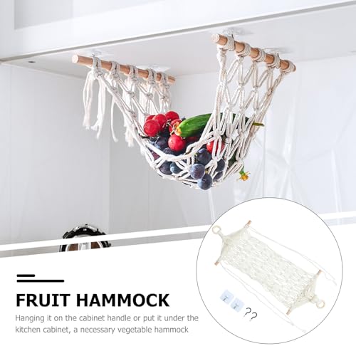 Hamaca para frutas de algodón premium y madera tejida de forma artesanal 8