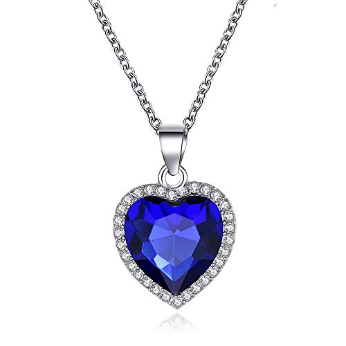 Générique Titanic Coeur de l'océan Bleu Coeur Amour pour Toujours Pendentif Collier pour Femmes Hommes Bijoux Cadeau