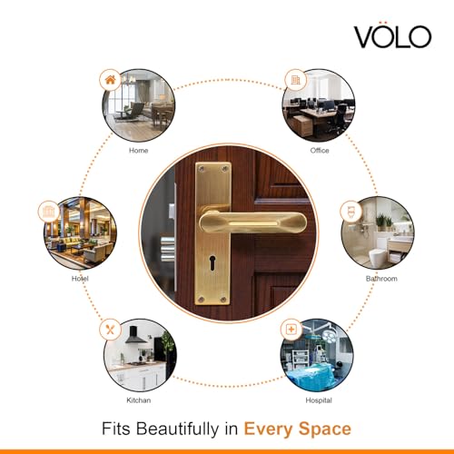 Image of VOLO Stainless Steel Mortise Lock | 8 Inch Lock Body | Main Door Handle Set with Keys | Wooden Door Lockset | Hotel Office Home Door Lock | 3 Keys | 10 Year Lock Body Warranty (Antique | KY | 6014)