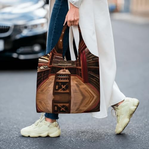 Sac fourre-tout en toile noir motif cave à vin grand cabas shopping femme
