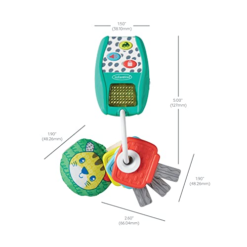 Infantino Music And Lights Pretend Key Ring Set - Lightweight Bpa-Free Play Key Ring Set With 4 Easy-To-Press Buttons For Real Car Sounds, Multicolored #TOP4