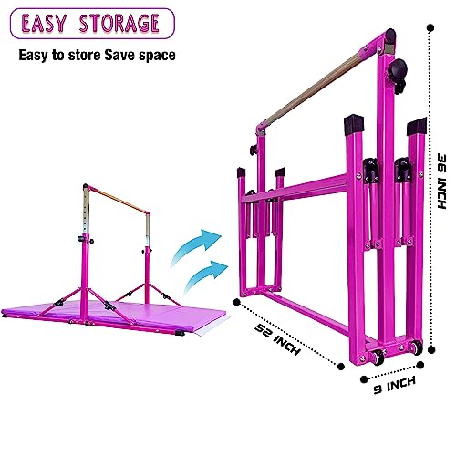 MARFULA Foldable Gymnastic Bar with Mat for Kids Ages 3-20, 350 lbs Weight Capacity, Gymnastic Kip Bar Horizontal Bar for Gymnast, Gymnastic Training Equipment for Home and Gymnastic Center Use - Thumbnail 6