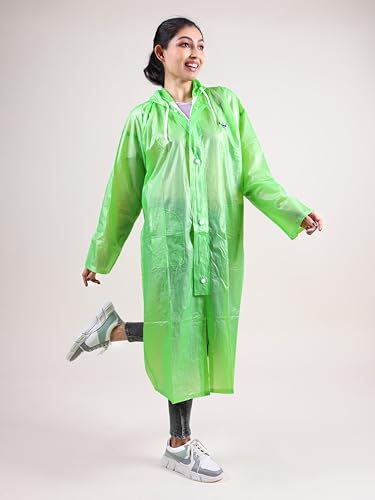 Image of Rupa Rainsuit Women Waterproof PVC Raincoat with Hood & Carry Bag | Lightweight Rainwear for Women with Front Zip | Solid Color | Standard Length | Pack of 1