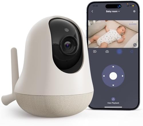 nooie Babyphone mit Kamera und App,2K intelligentes Babyfon, Temperaturüberwachung,2.4/5GHz WLAN, Nachtsicht,Zwei-Wege-Audio, Weinen/Geräuscher-kennung, KI-Tracking, funktioniert m