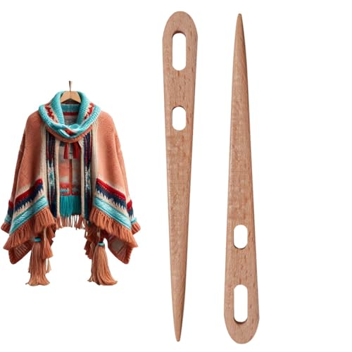 Ferri da maglia in legno, aghi con cruna grande per filati,Ago per tessitura a due occhi grandi 2 pezzi - Ago per arazzi in legno, per lavoro a maglia e uncinetto per cucire