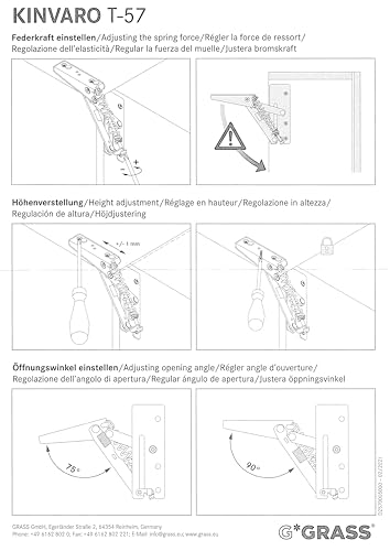 Gedotec Klappscharnier - Grass Kinvaro T-57 | 1 Paar Klappbeschlag links + rechts - Metall vernickelt | Hochschwenk-Automatik mit 240 N | Klappscharnier mit Arretierung | Deckelstütze für Küchen-Möbel