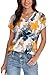 WIHOLL Summer Tops for Women 2026 Vacation Outfits Floral Short Sleeve Tshirts Shirts V Neck Casual Blouses Beach Fashion Clothes Travel Boho T Shirts L