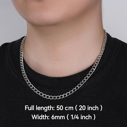 limerencia 6mm Pure Titanium Cuban Link Chain Necklace for Men Women, Lightweight Solid Titanium Hip Hop Necklaces2