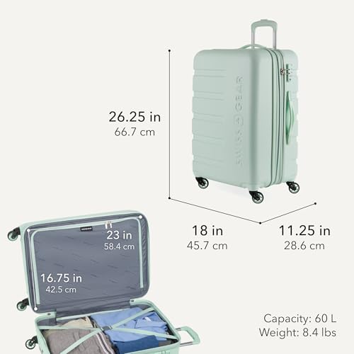 Image of SwissGear 7366, Clearly Aqua, Checked-Medium 23-Inch, Signature Hardside Expandable Luggage With Spinner Wheels
