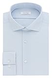 Calvin Klein Men's Non Iron Slim Fit Graphic Check Spread Collar Dress Shirt, Powder Blue, 16