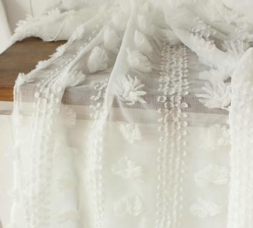 BCughia White Sheer Curtains 54 inch Long 2 Panels, Flower Pattern Pinch Pleat Sheer Curtains for Bedroom Living Room Each Panel 38" W x 54" L - Image 2