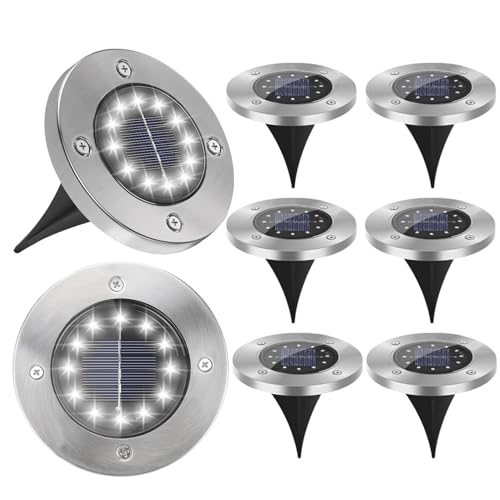 8 Pack Solar Waterproof LED Landscape Ground Lights