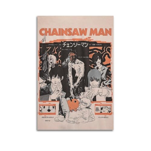 PIBDBZCT Póster vintage de anime Chainsaw Man para pared, 40 x 60 cm