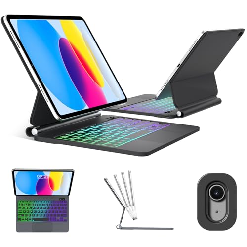 FOGARI Magic Keyboard para iPad 11 Generación A16 2025/10 Generación 10.9 2022, Español Ñ Teclado para iPad 10ª/11ª Generación 11 Pulgadas A16 Bluetooth Teclado con Trackpad, Negro
