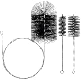COEWUR 3 Stück Ofenrohrbürste Set Ofenbürste Kaminbürste 150mm Nylon Kaminbürste mit 2 Meter Schubstange mit 2 Edelstahl Ofenbürste 40mm/60mm Schornsteinfeger Bürsten für Schornstein Kamin Reinigung