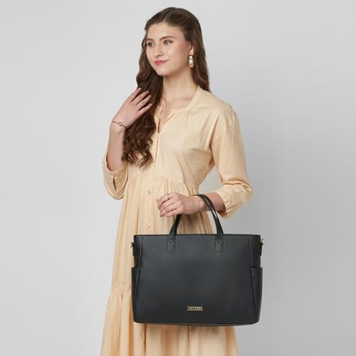 Image of Caprese Bow 15.6 Inch Large Laptop Bag for Women with Adjustable & Detachable Straps | Stylish, Durable, and Spacious with Multiple Compartments for Work, Travel, and Everyday Use