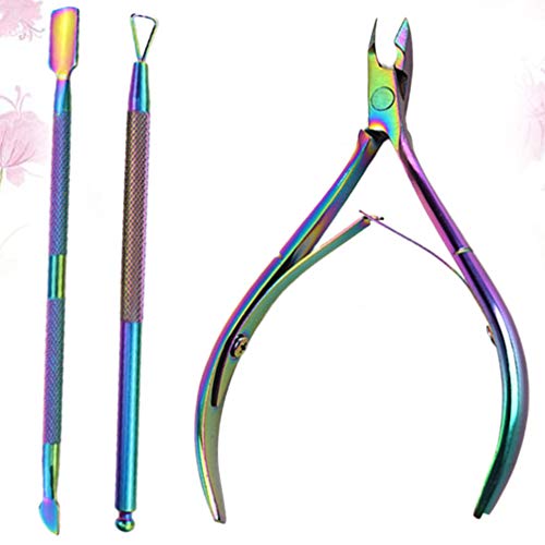 Alicate de cutícula PretyzOOM 3 peças de empurrador de cutículas de aço inoxidável profissional para