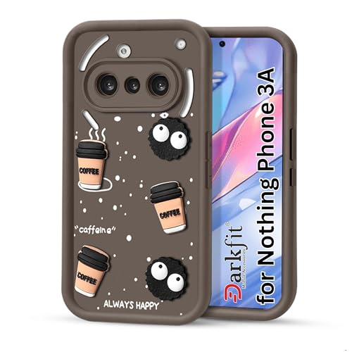 Image of Back Case Cover Compatible with Nothing Phone 3A 5G | Cute Fun Cartoon Ball 3D Coffee Silicone Case | Body Protection | Camera Protection | Shock Proof | Color Brown | Pack of 1
