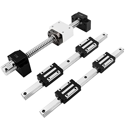 [3 Pack] 2Pcs HGR15/HGH15 600mm Linear Sliding Rail Guide with 4pcs HGH15CA Sliding Carriage Block + 1 Pack RM/SFU1605 Ball Screw Set for DIY CNC Machine (2 Pack HGR15 + 1 Pack RM1605, 600mm)
