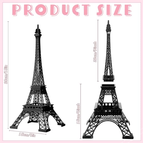6 Pzs Estatua Torre Eiffel Metal 15 Pulgadas con Luces miniatura 2