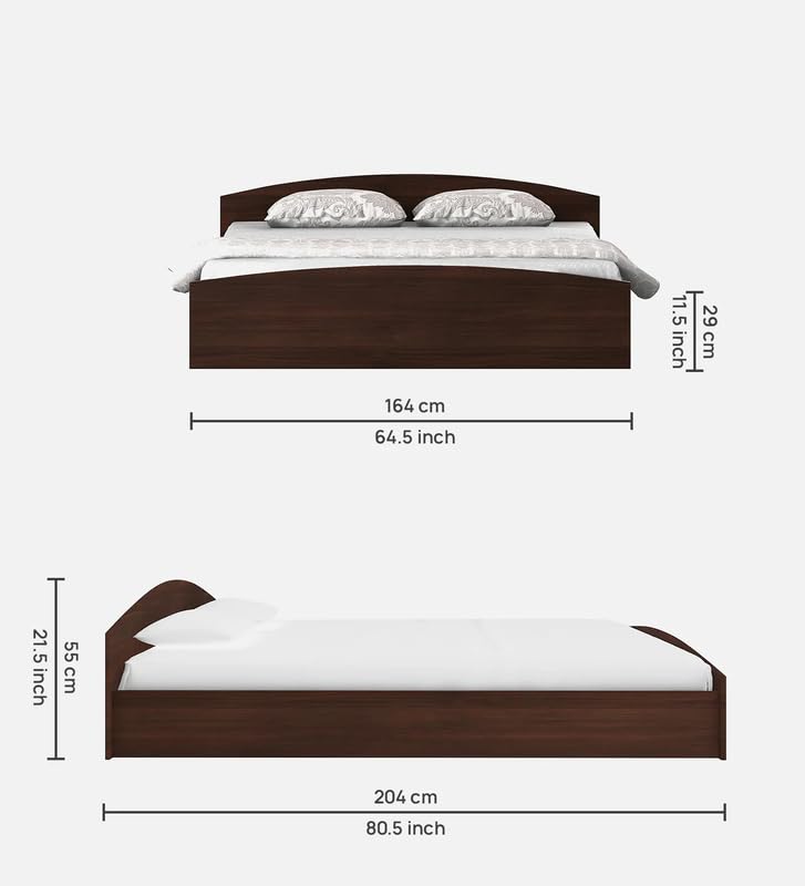 Image of Mintwud Pepperfry Engineered Wood Kin Queen Size Bed Without Storage | Wooden Double Bed Cot Palang Furniture for Living Room Bedroom Home and Hotels (Wenge Walnut Finish)
