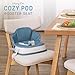 Dream On Me Cozy Pod Baby Booster Seat for 6–36 Months, Portable Travel Booster Chair with 3-Point Safety Harness & 2 Fixing Belts, for Table & Dining, Lightweight Foldable & Easy to Carry - Blue