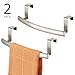 mDesign Steel Over Door Curved Towel Bar Storage, Hanger for Cabinet or Cupboard, Holder Rack for Kitchen, Bathroom - Holds Hand/Dish Towels, Washcloths - Spira Collection - 2 Pack - Satin