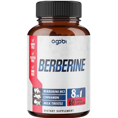 Berberine Supplement with Ceylon, Milk Thistle, Turmeric, Elderberry & More - Support Immune, Cardiovascular & Gastrointestinal - 60 Counts for 2 Months -  agobi