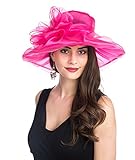 SAFERIN Women's Organza Church Kentucky Derby Fascinator Bridal Tea Party Wedding Hat (SF-Rose Dot New)