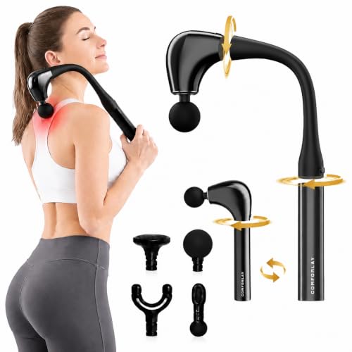COMFORLAY 2-in-1 Muscle Massage Gun Detachable Elbow Deep Tissue Body Massager for Athletes for Pain Relief Handheld Massage Hammer with 4 Massage Heads for Body Builder