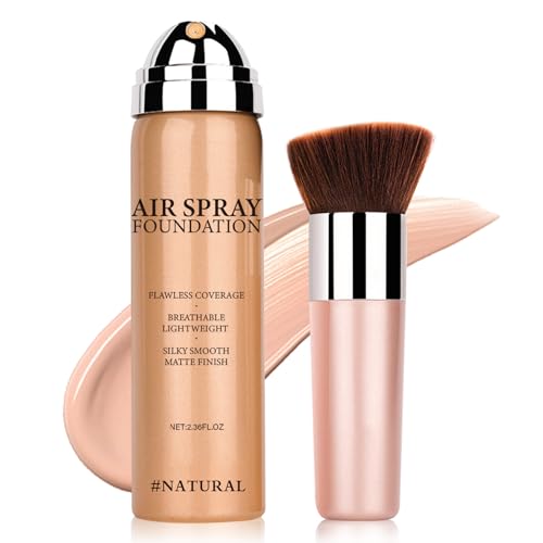 QIUFSSE Magic Minerals Airbrush Foundation Makeup Spray Silky Lightweight Spray Foundation Makeup Air Brush Flawless Setting Spray Makeup for Mature Skin (Natural/Warm Porcelain)