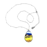Klassifizierung: Halskette DIYthinker Ölgemälde Gebirgshaus Baum Wald Blumen Bauernhof Landschaft Illustration Muster Teardrop-Form-Anhänger Halskette Schmuck mit Kette Dekoration Geschenk