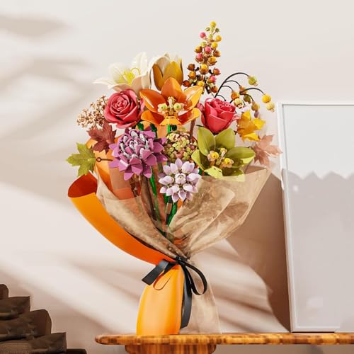 Image of SKY LINE OCEAN Bouquet Flower Building Blocks Set (813+ PCS) | Artificial Floral Arrangement DIY Model Kit | Botanical Home & Office Decor Gift | 5 Year Structural Warranty